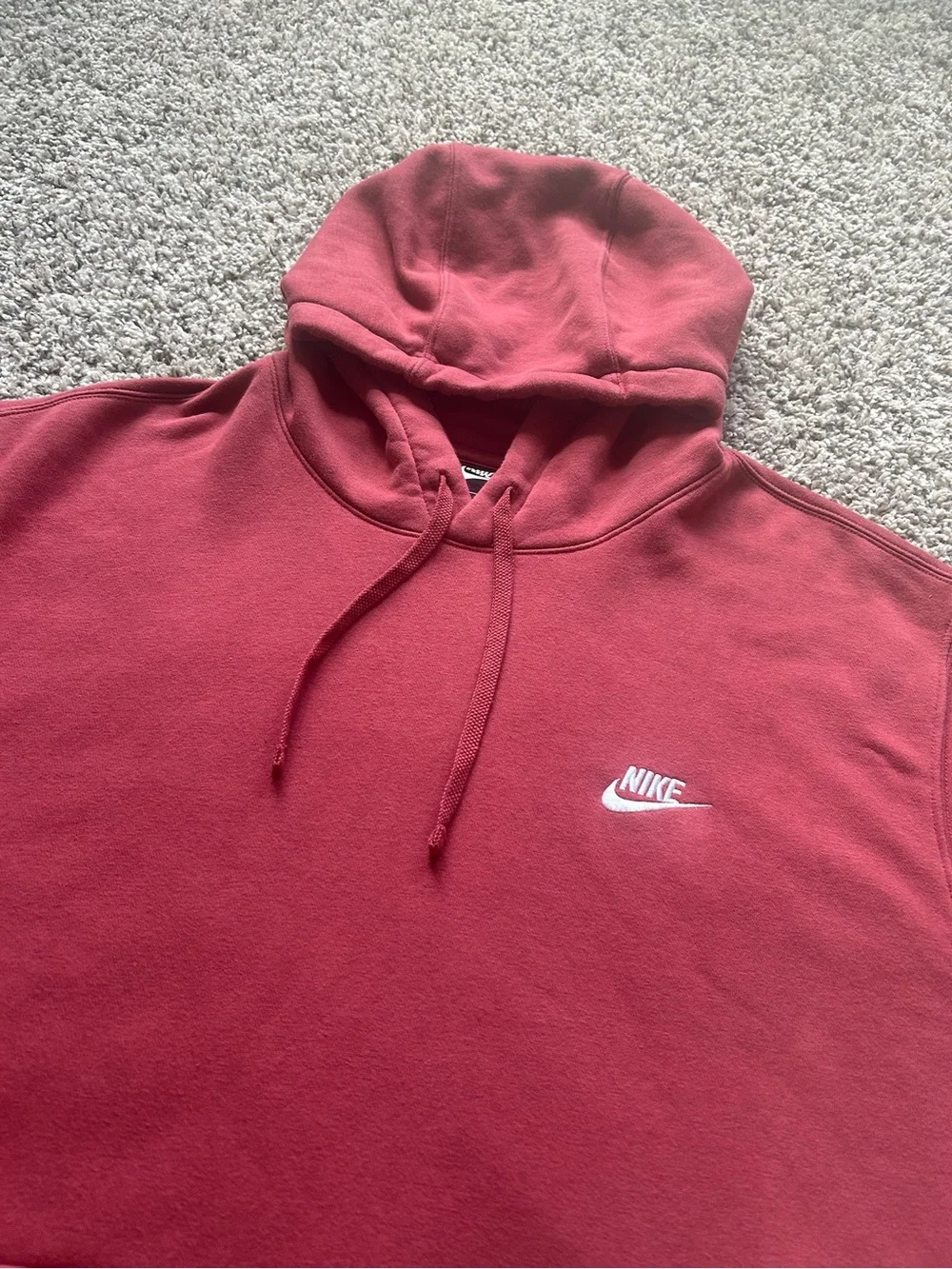 Nike Men's Burgundy Pullover Hoodie with White Logo Size XXL